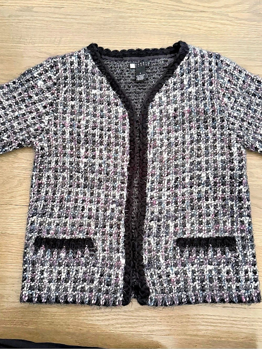 Vintage Carole Little Wool Blend Tweed Knit Cardigan